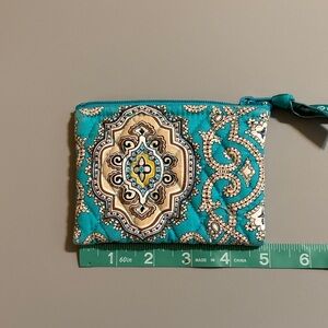 Vera Bradley Turquoise and Cream Patterned Pouch NWOT!